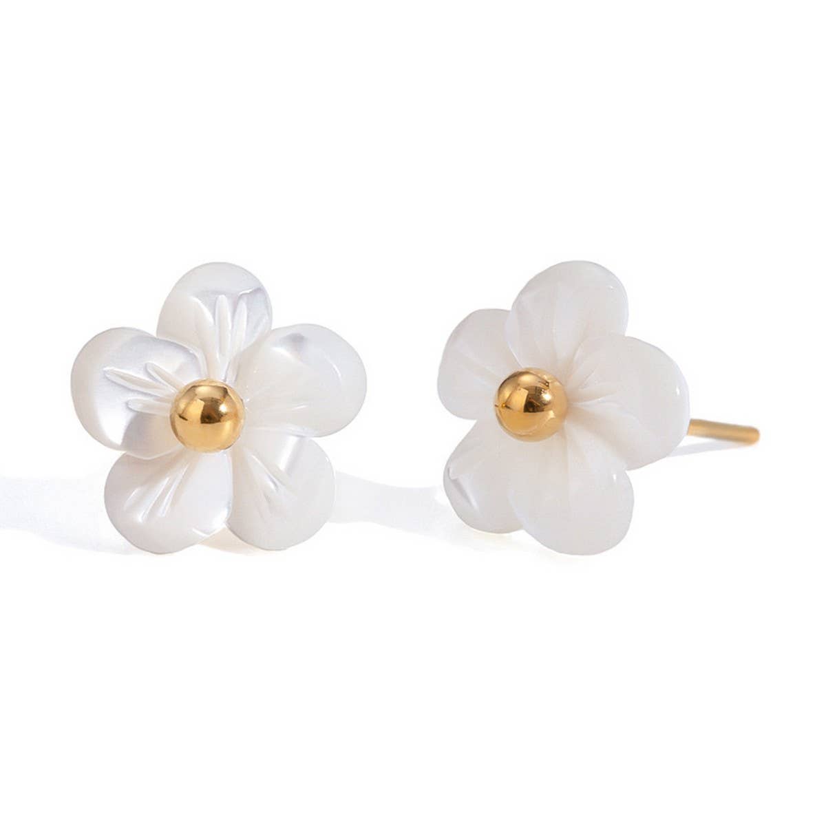 SIMPLE AND VERSATILE 18KGOLD SHELL FLOWER EARRINGS