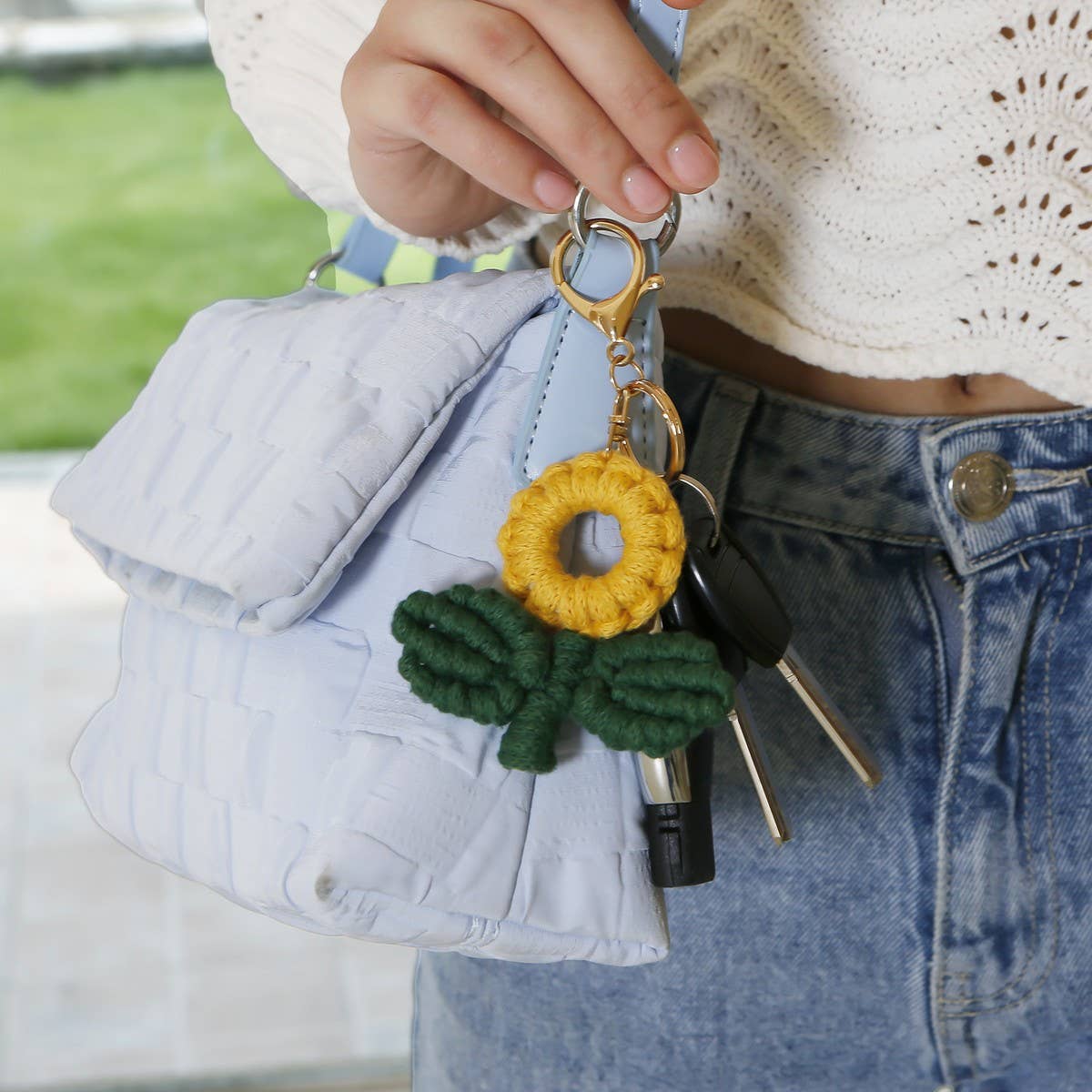 SUNFLOWER FLOWER SUNFLOWER HAND-WOVEN KEYCHAIN
