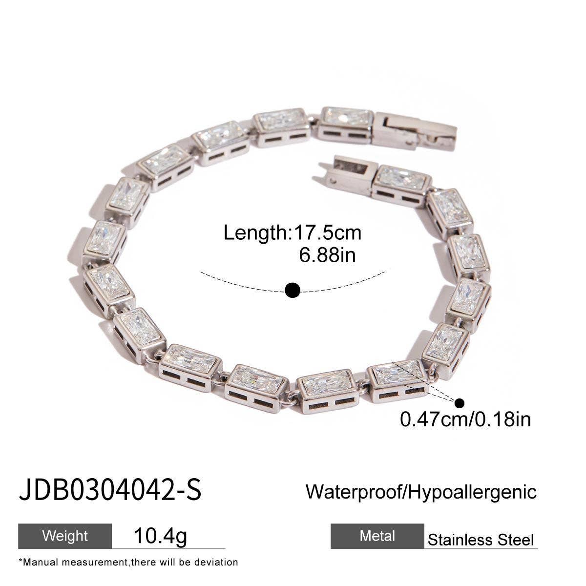 18K Gold Square Zircon Tennis Bracelet, Minimalist_CWAJE4778