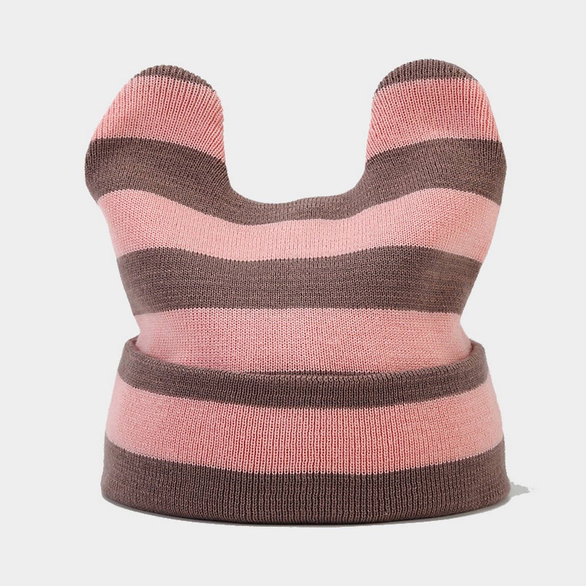 ARTISTIC RETRO STRIPED COW EAR KNITTED HAT_CWAH2127