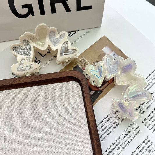 Heart Shaped Acetate Hair Claw Clip for Women