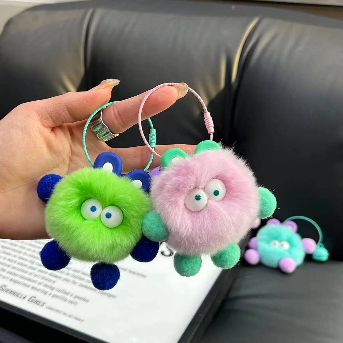 CUTE SMALL COAL BALL BAG PENDANT CAR KEYCHAIN