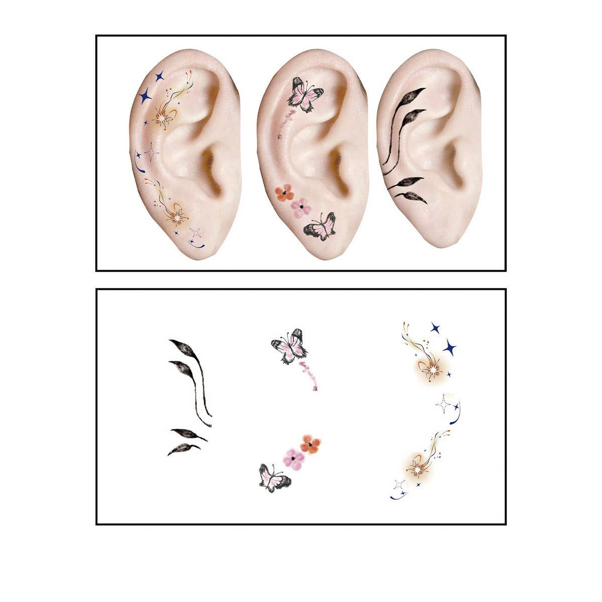 Cute Cartoon Ear Tattoos ? Waterproof Sticker Set