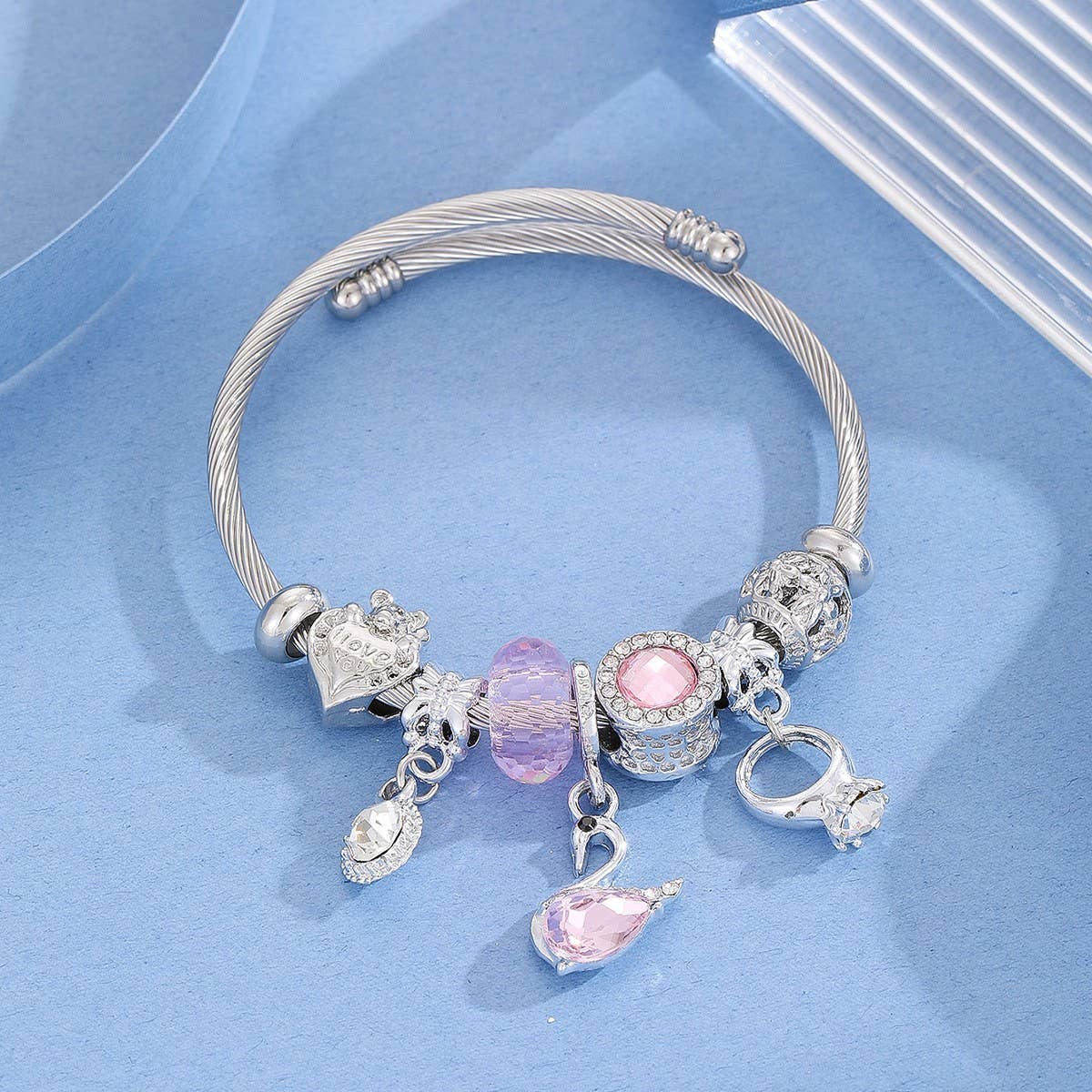Trendy Silver Stainless Steel Adjustable Bracelet