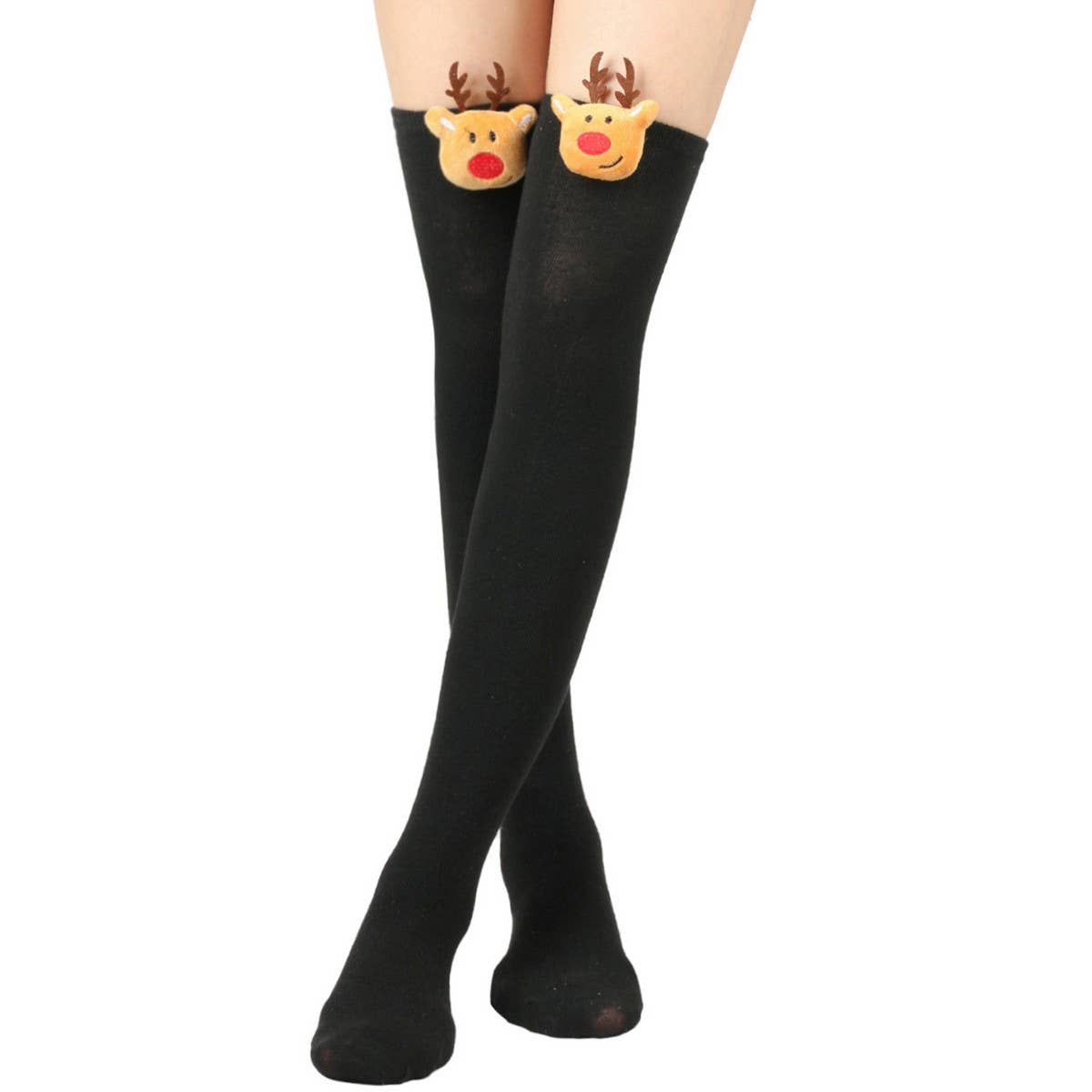 CWMS0806_Christmas Over The Knee Socks Elk Stripes