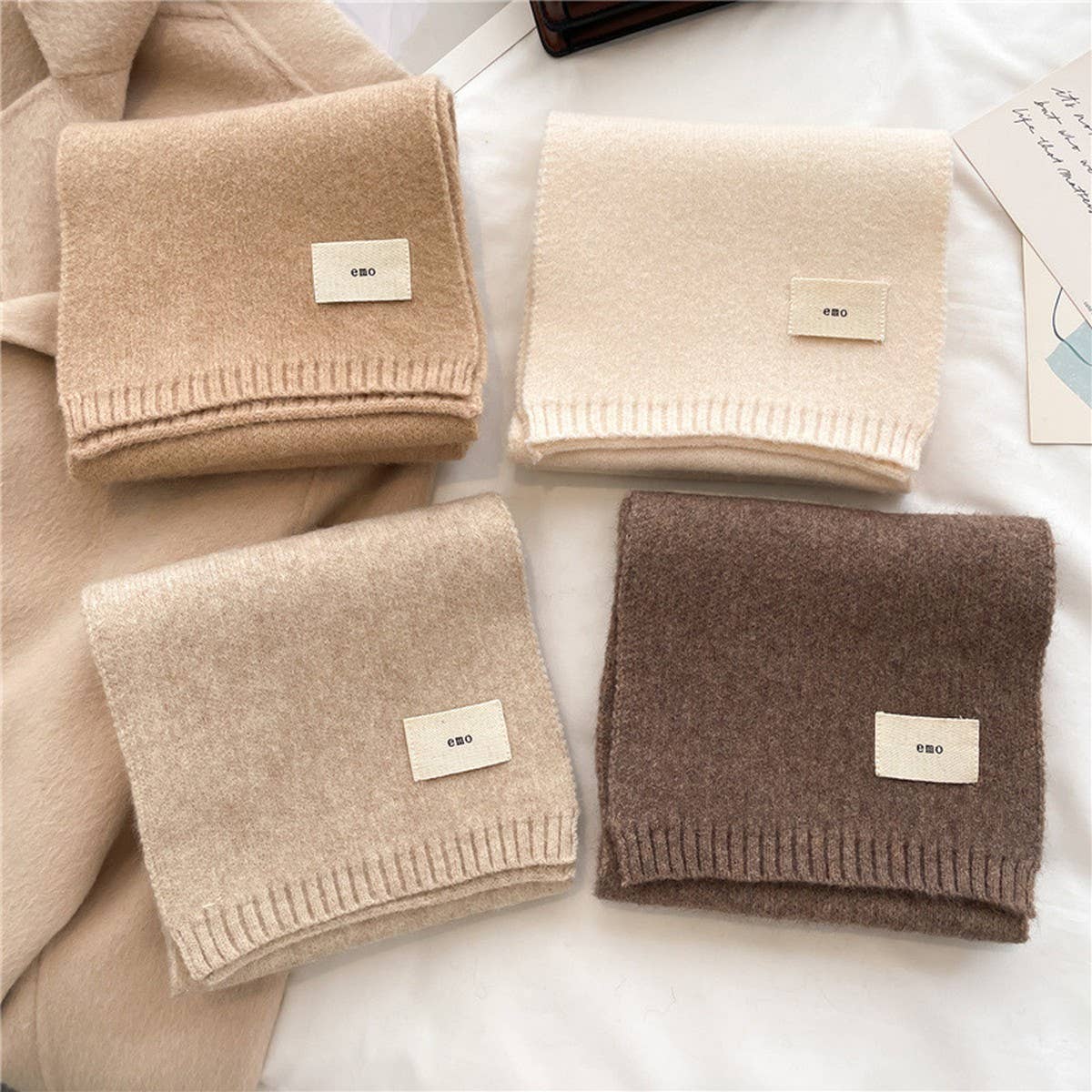 Solid Knit Scarf - Candy Color Wrap for Students_CWASC0975