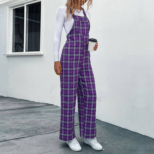 WOMEN'S STYLISH BAGGY PLAID SUSPENDERS