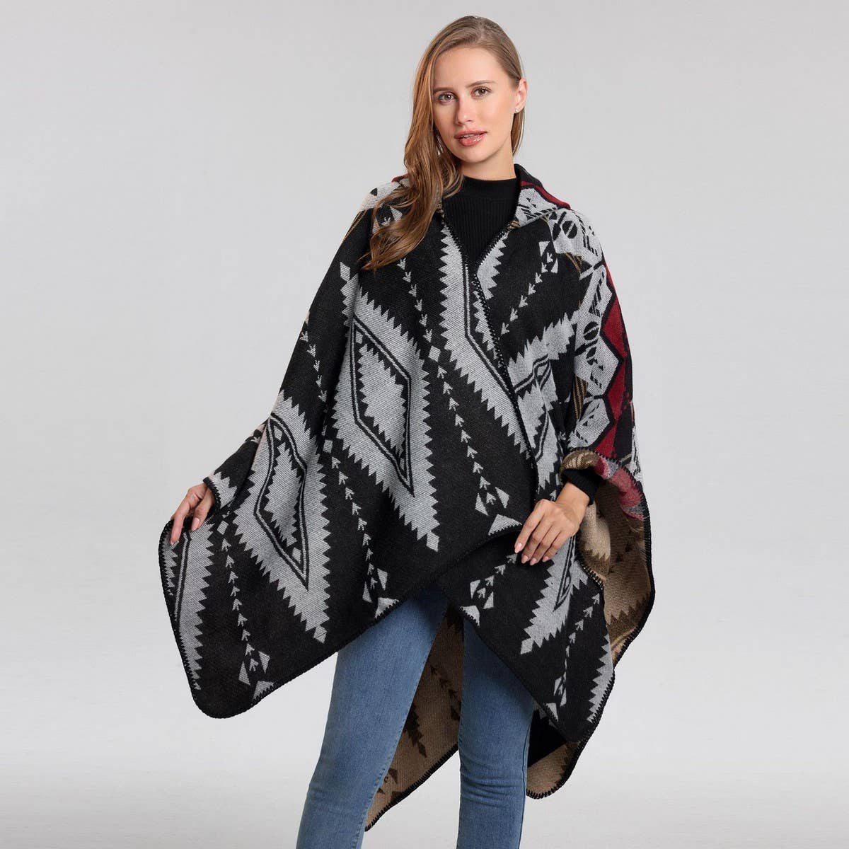 HOODED CAPE SCARF WEAR ETHNIC STYLE SHAWL