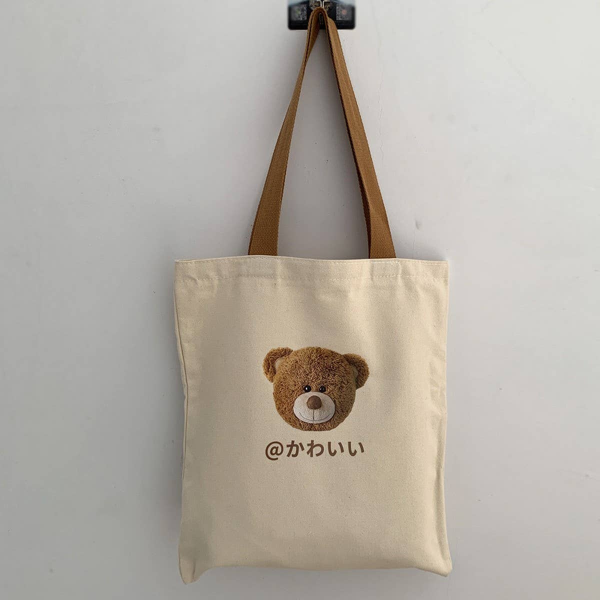 TOTE BAGS CANVAS WITH CUTE BEAR HEAD PATTERN_CWAB2054