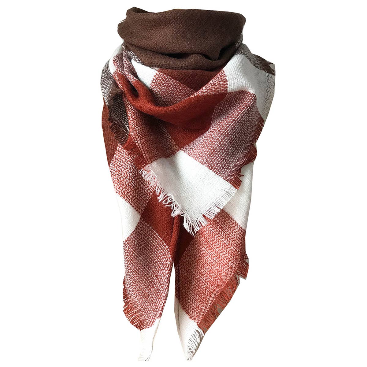 Rainbow Plaid Scarf ??Triangle Winter Shawl_CWASC0116