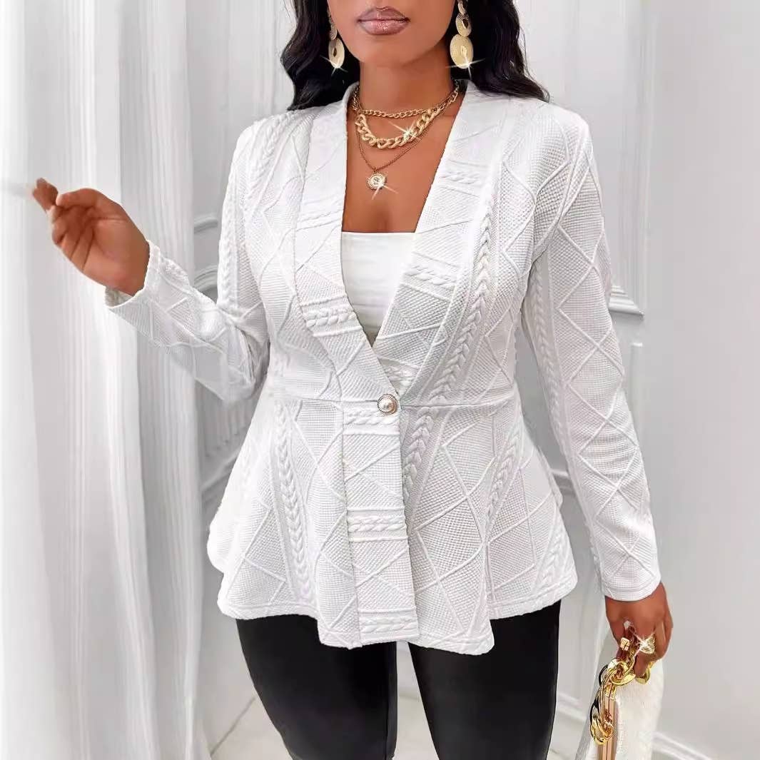 JACQUARD TEXTURED SINGLE BUTTON LONG SLEEVE SUIT