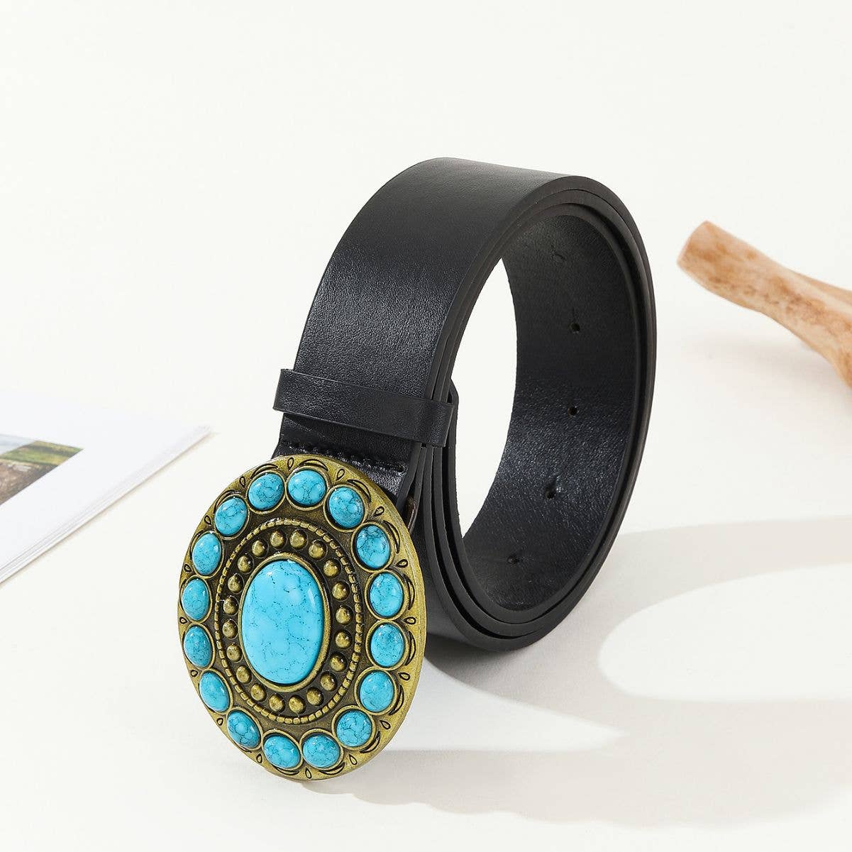 Court imitation blue stone inlaid belt