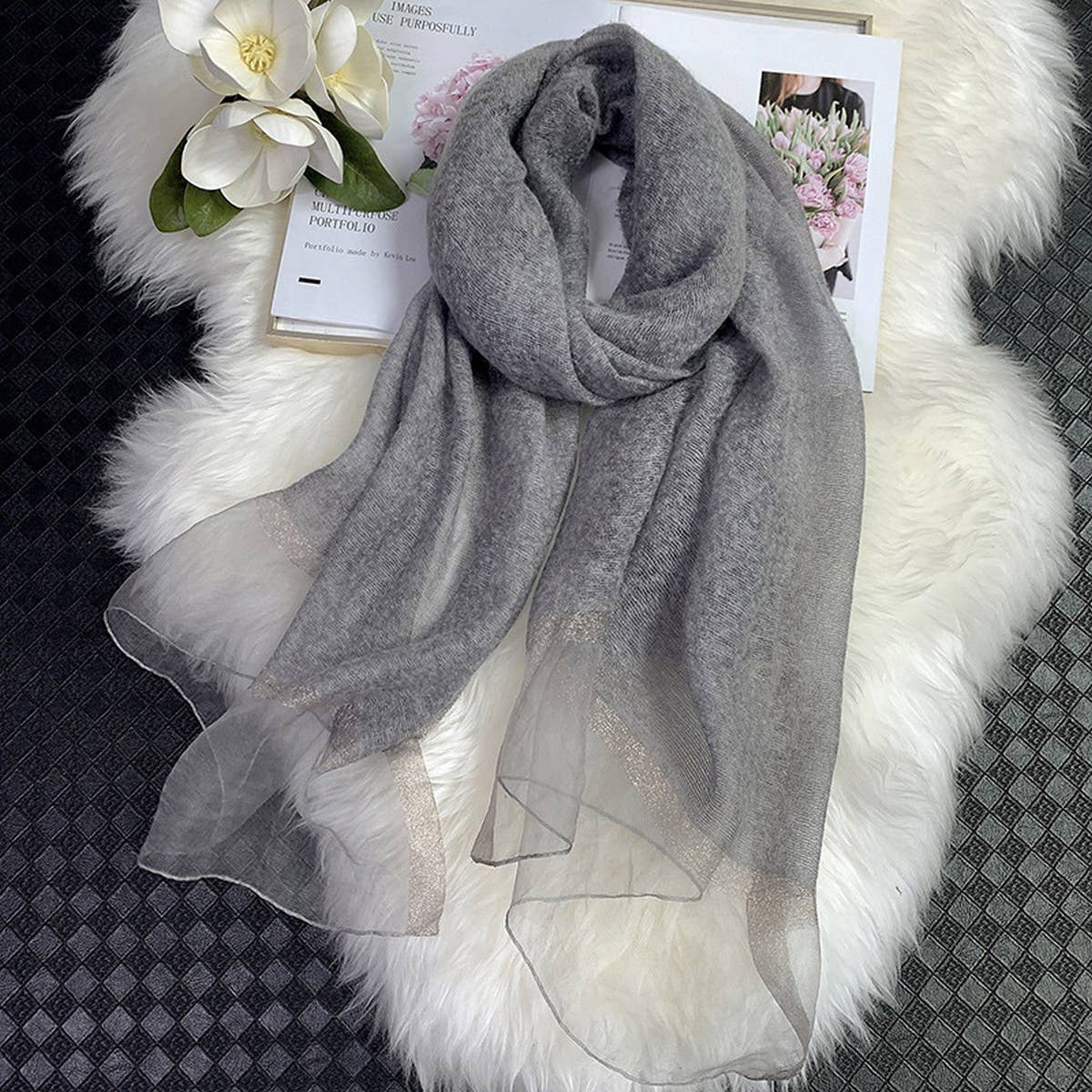 Silk Wool Gradient Scarf ? Elegant Long WinterWrap