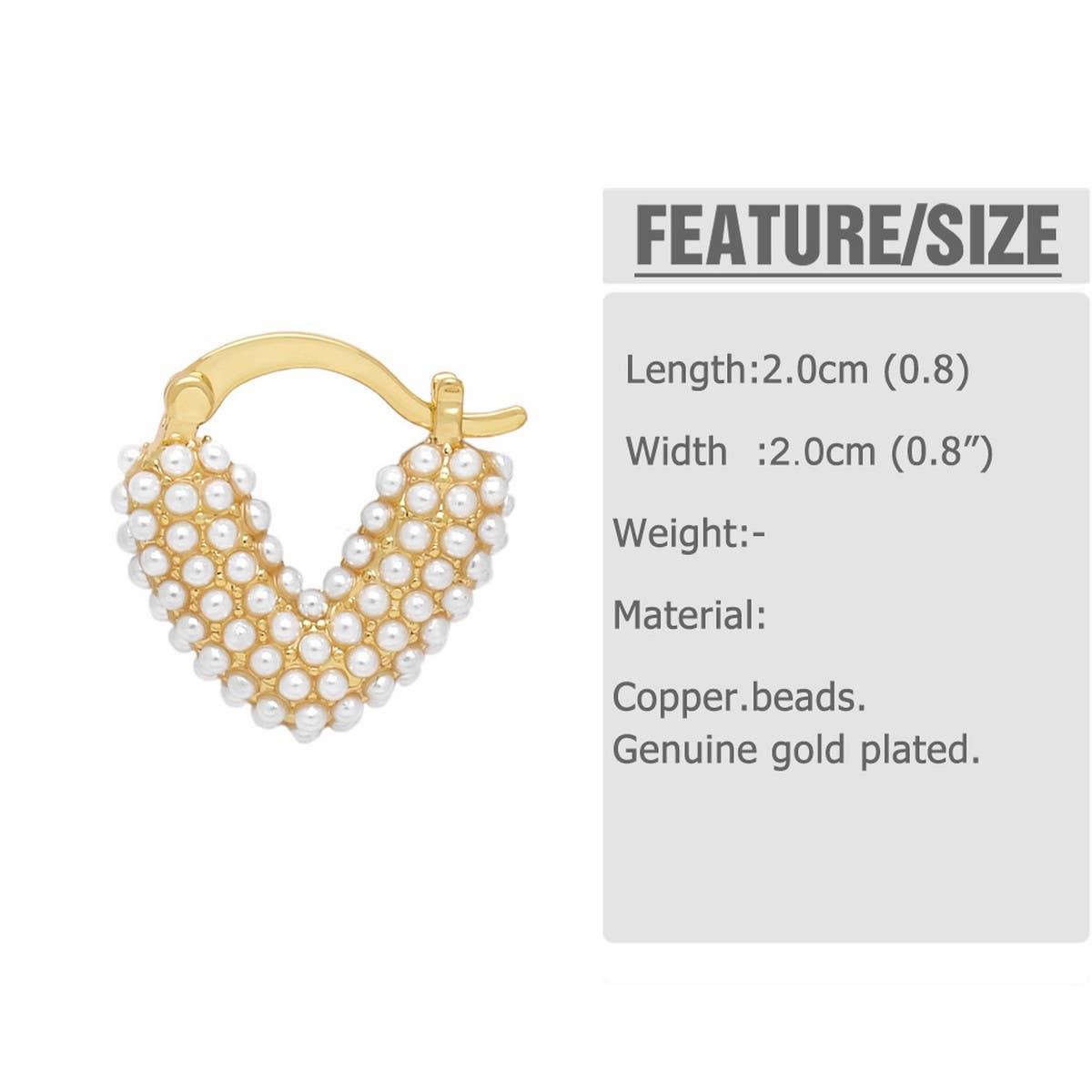 FASHIONABLE PEARL INLAID HEART-SHAPED EARRINGS