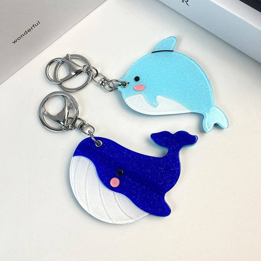 Cute Whale Slide Mirror Keychain Acrylic Gift