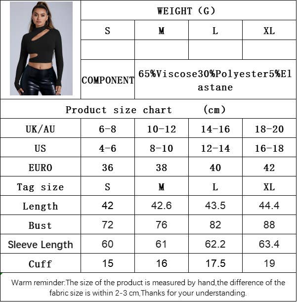 CWDSD6476_HALF TURTLENECK HOLLOW LONGSLEEVE SHORT TIGHT TOP