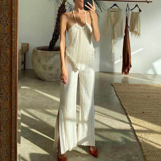 Slip pleated slim-fit mini fragrance suit