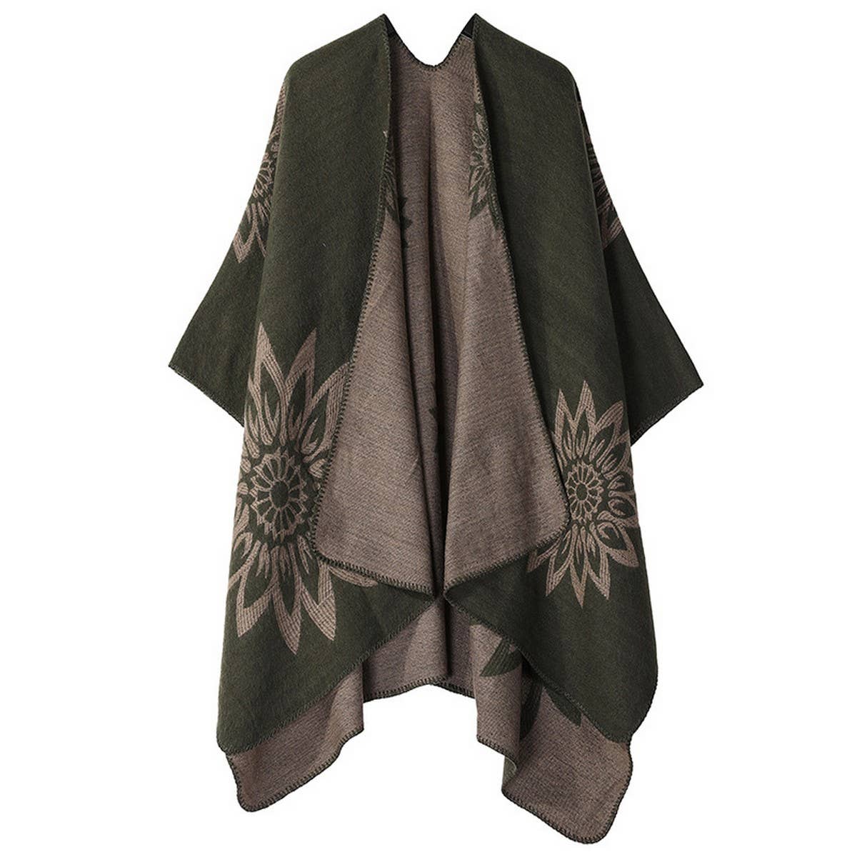 WARM SHAWL KNITTED DOUBLE-SIDED THICKENED CAPE