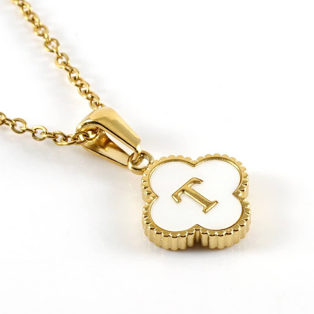 CWAJE1944_Simple Four Leaf Clover Letter Necklace
