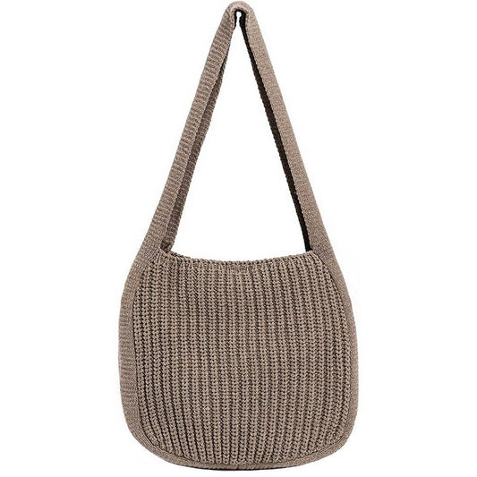 CWAB4578_SOLID COLOR KNITTED CROSSBODY SHOULDER BAG
