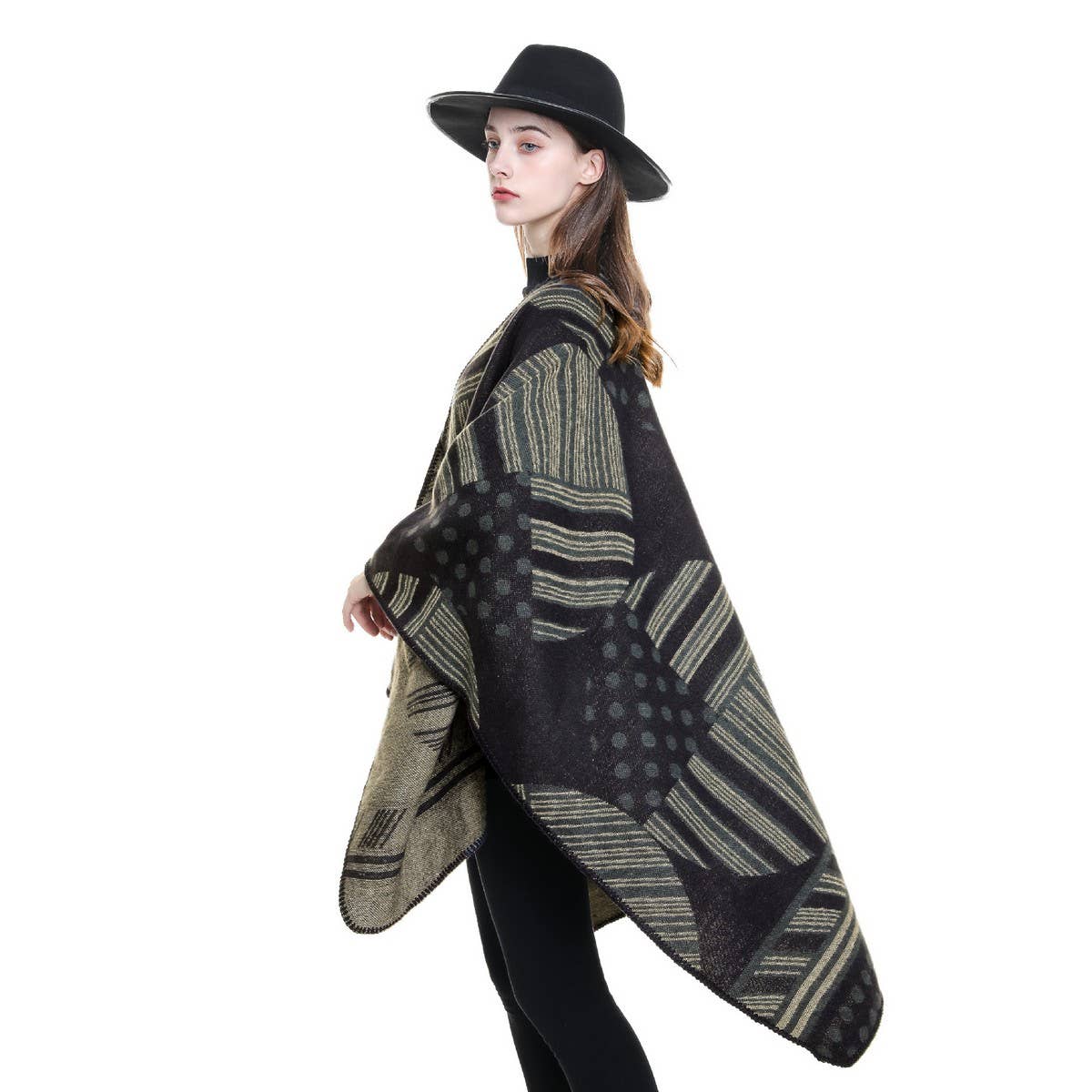 GEOMETRIC LINE FASHION WOMEN'S WARM SHAWL