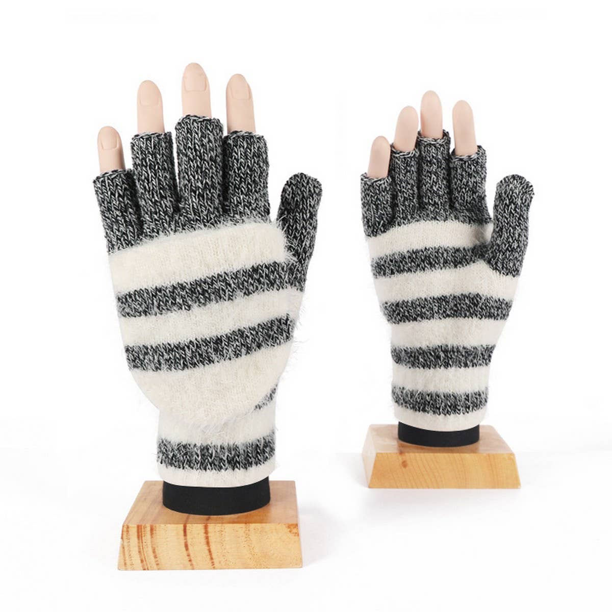 WINTER WOOL KNITTED HALF-FINGER FLAP WARM GLOVES_CWAG0403