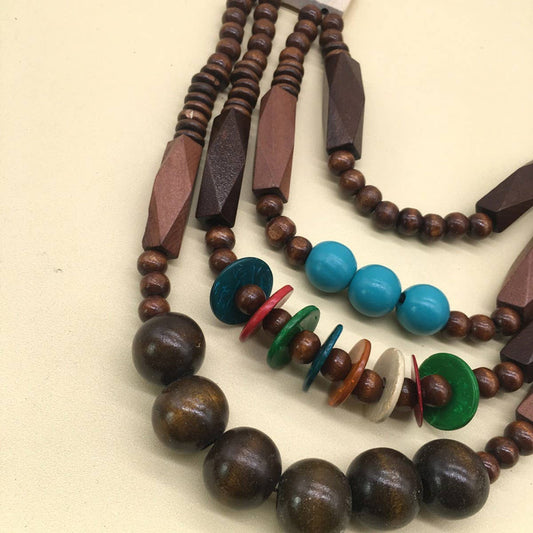WOODEN BEADS MULTI-LAYER COCONUT SHELL NECKLACE_CWMM4575