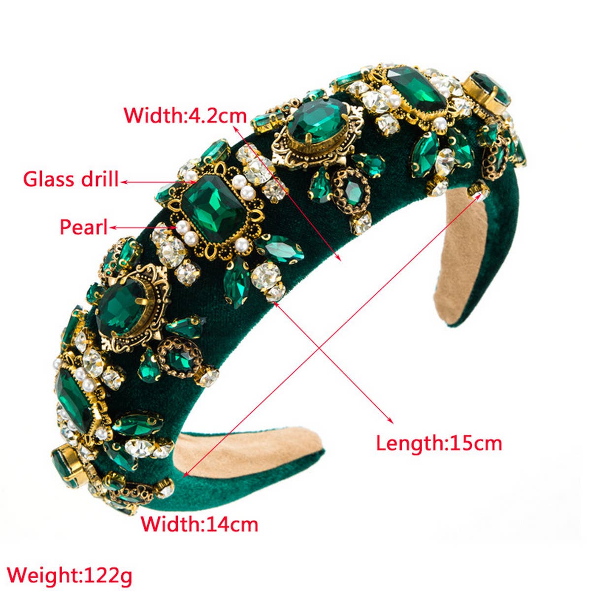 NEW GLASS DIAMOND HIGH HEAD SPONGE HEADBAND