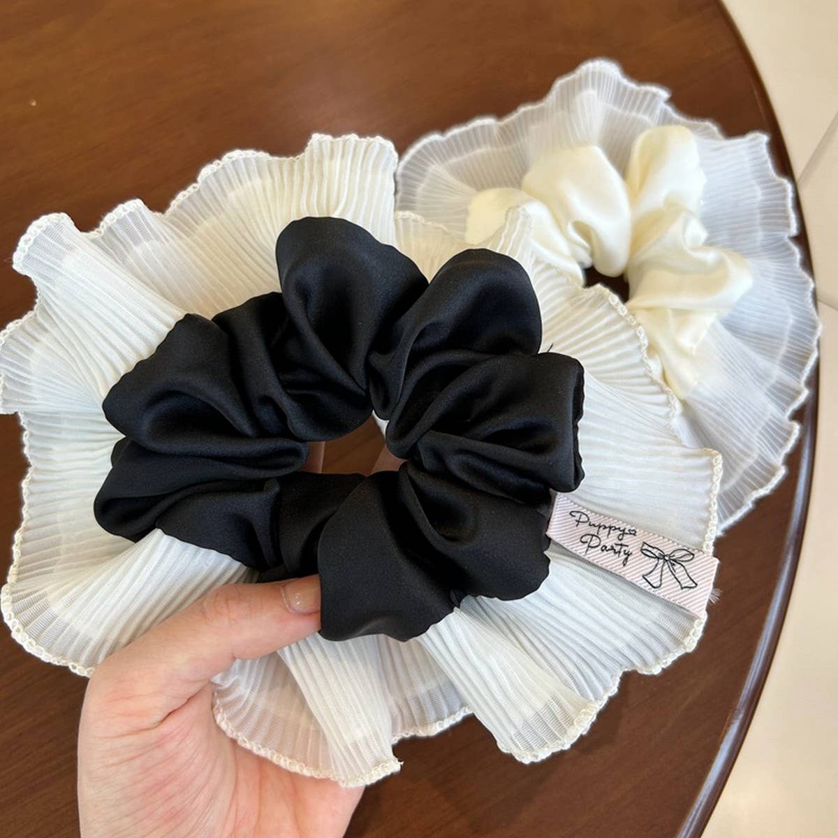 DOUBLE LAYER WIDE PLEATS COLORA HAIRSCRUNCHIES
