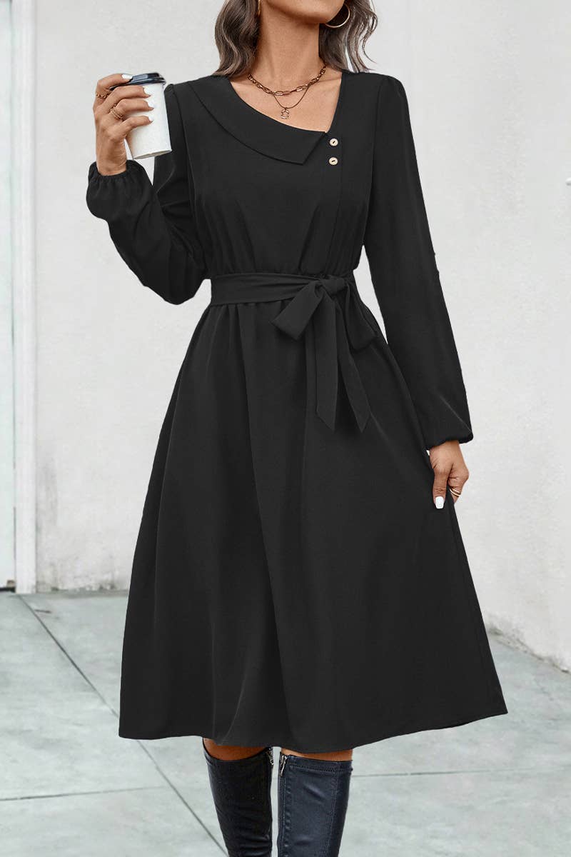 LONG-SLEEVED DRESS WITH IRREGULAR COLLAR