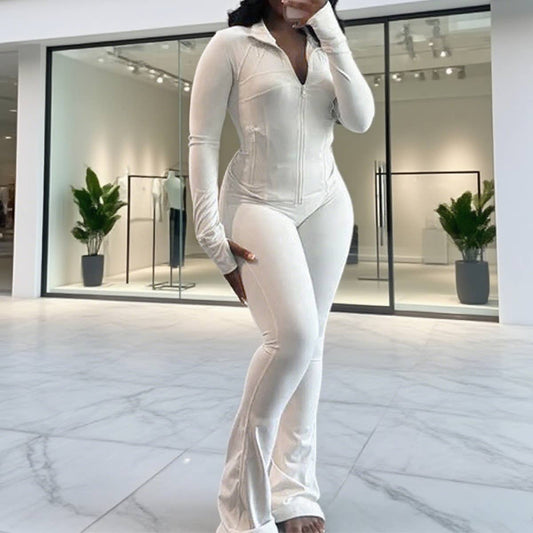 Tight long-sleeved bell bottoms two-piece set