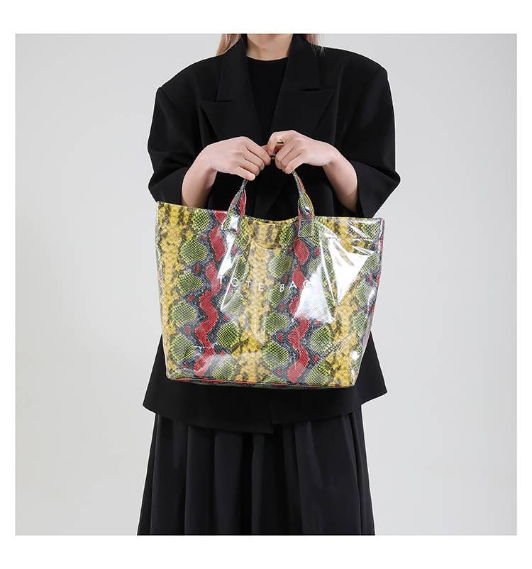 Fashionable printed snake pattern handbag