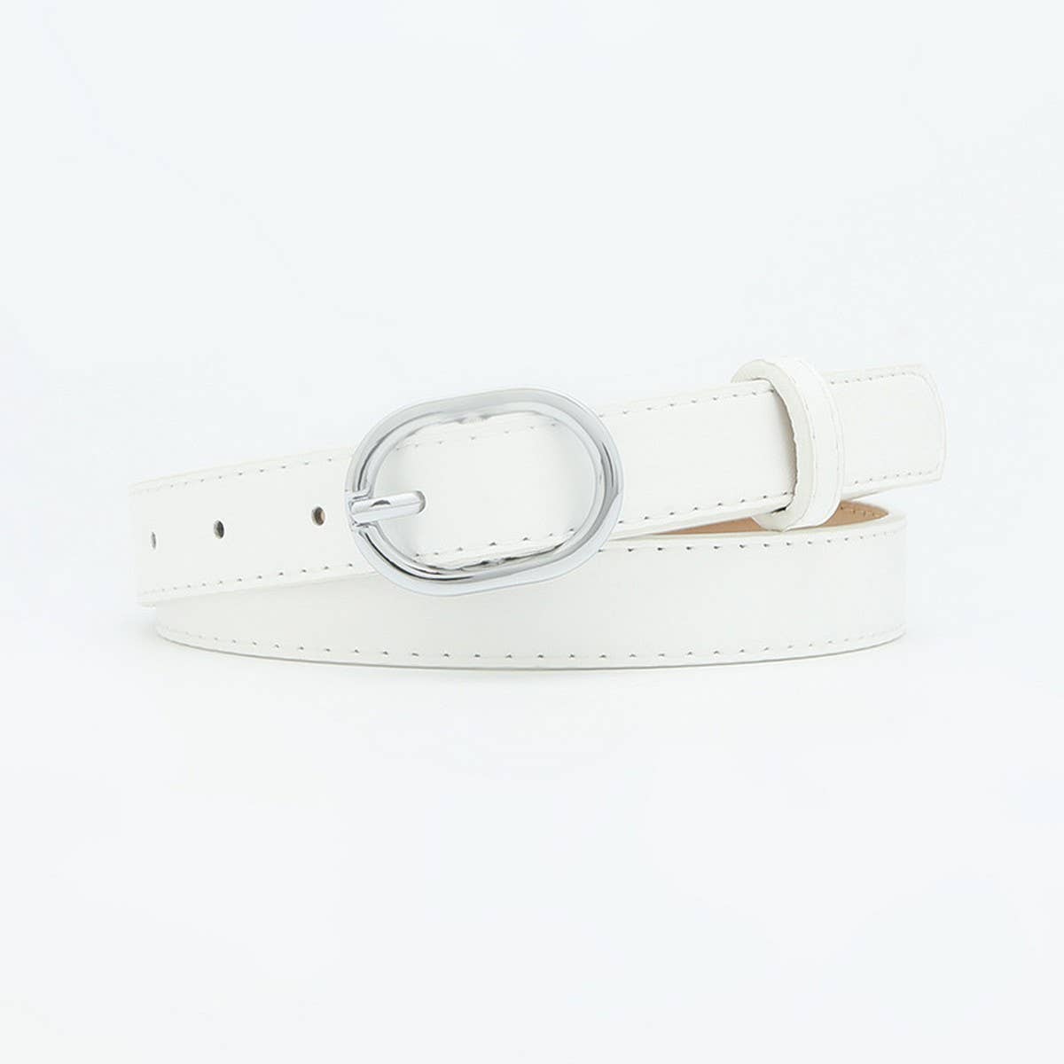 WOMEN'S BELT WITH SIMPLE SILVER BUCKLE DECORATION