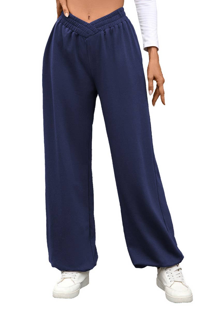 CWBLP01092_HIGH-WAISTED SOLID COLOR CUFFED CASUAL TROUSERS