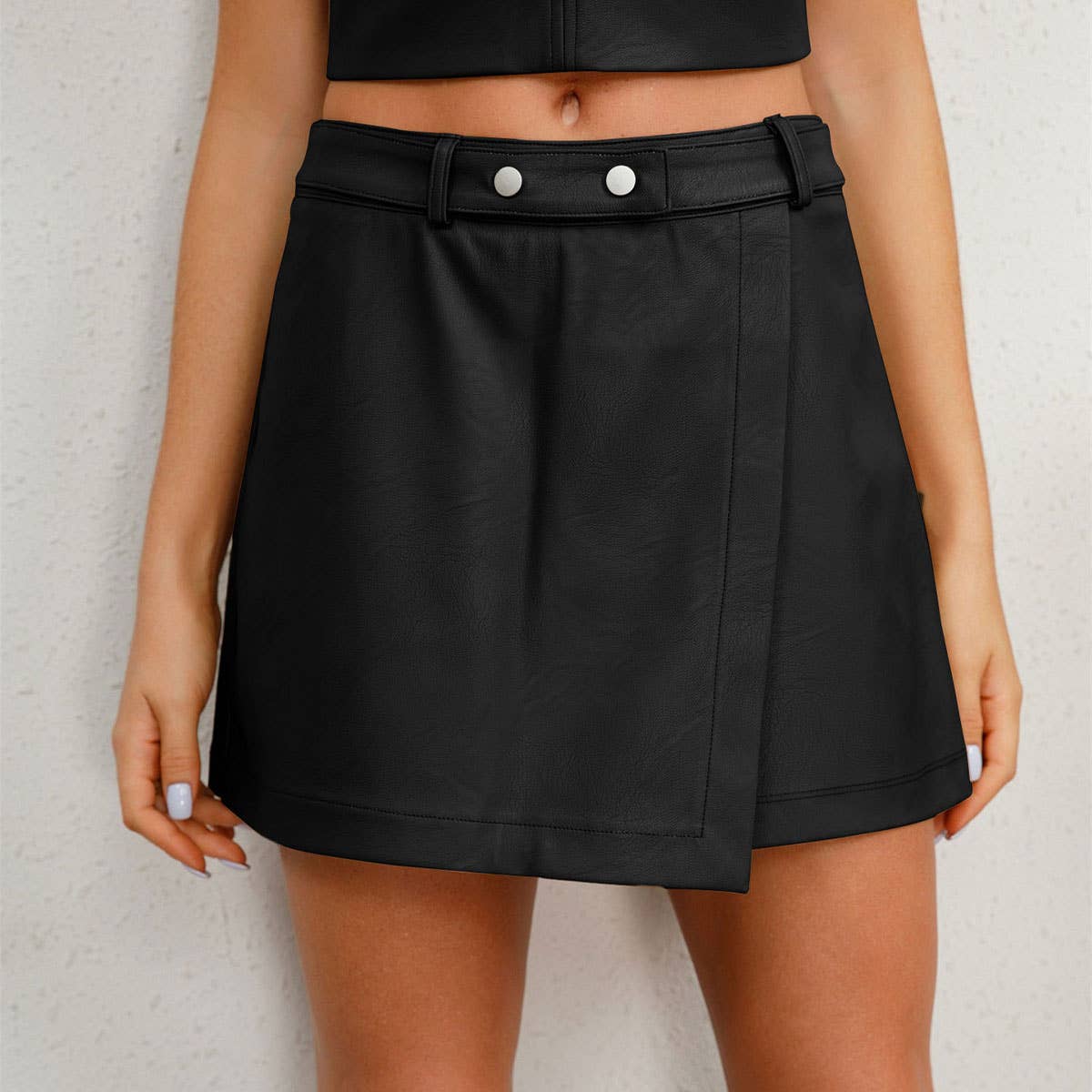 TREND WAIST WAIST ALL LOOSE PU LEATHER CULOTTES