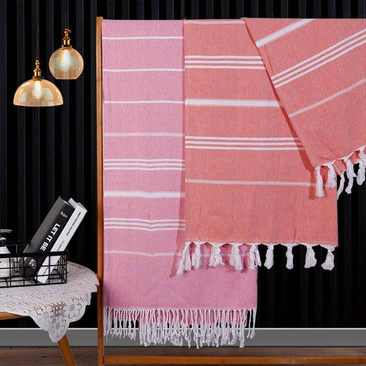 Striped Tassel Bath Towel Soft Absorbent Large_CWMM7665