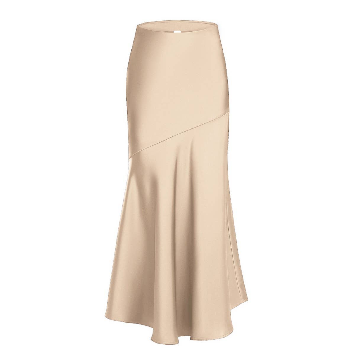 SATIN SKIRT HIGH WAIST STITCHING LONG SKIRT