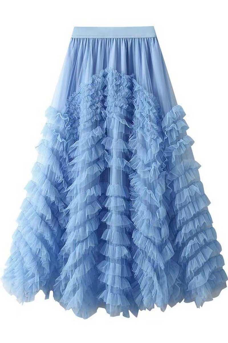CWBLS0516_HIGH-END MESH TIERED GOWN VOLUMINOUS SKIRT