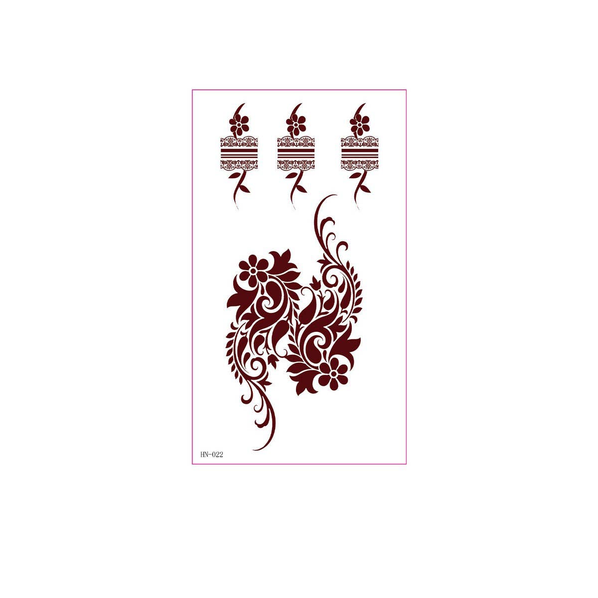 Brown Red Henna Style Tattoo Stickers Waterproof_CWMM8344