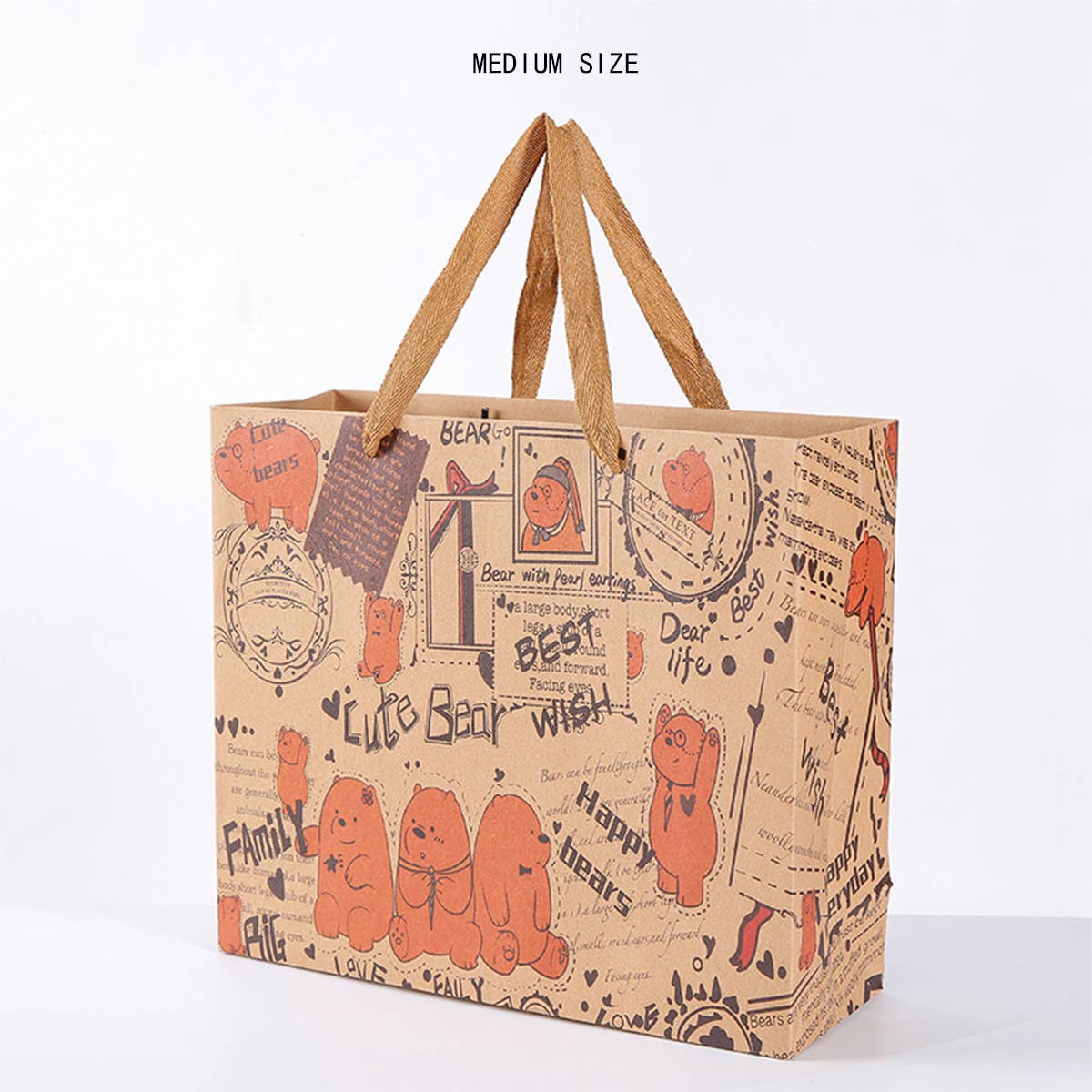 RETRO GIFT BAG CUTE BEAR PORTABLE KRAFT PAPER BAG_CWMM1031