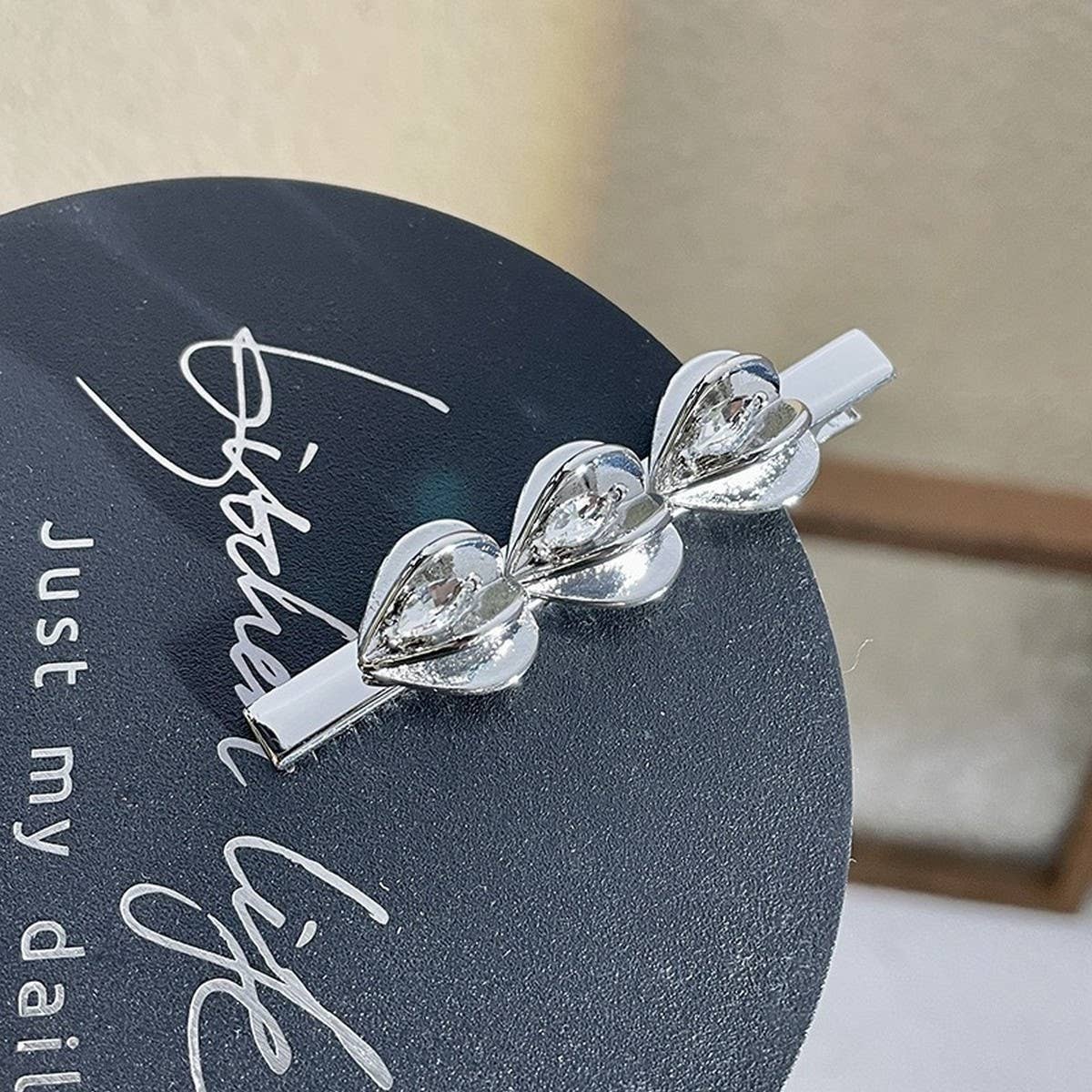 SILVER CHEESE HEART DONUT HAIRPIN DUCKBILL HAIRPIN