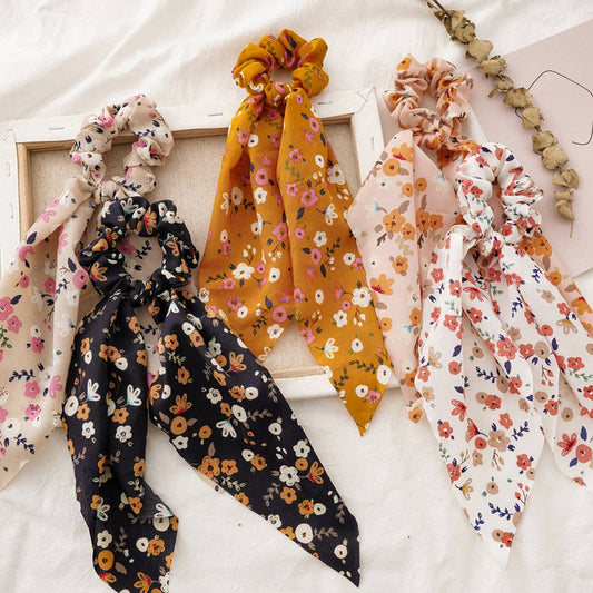 FRESH NEW FLORAL RIBBON HAIR ROPE_CWAHA0846