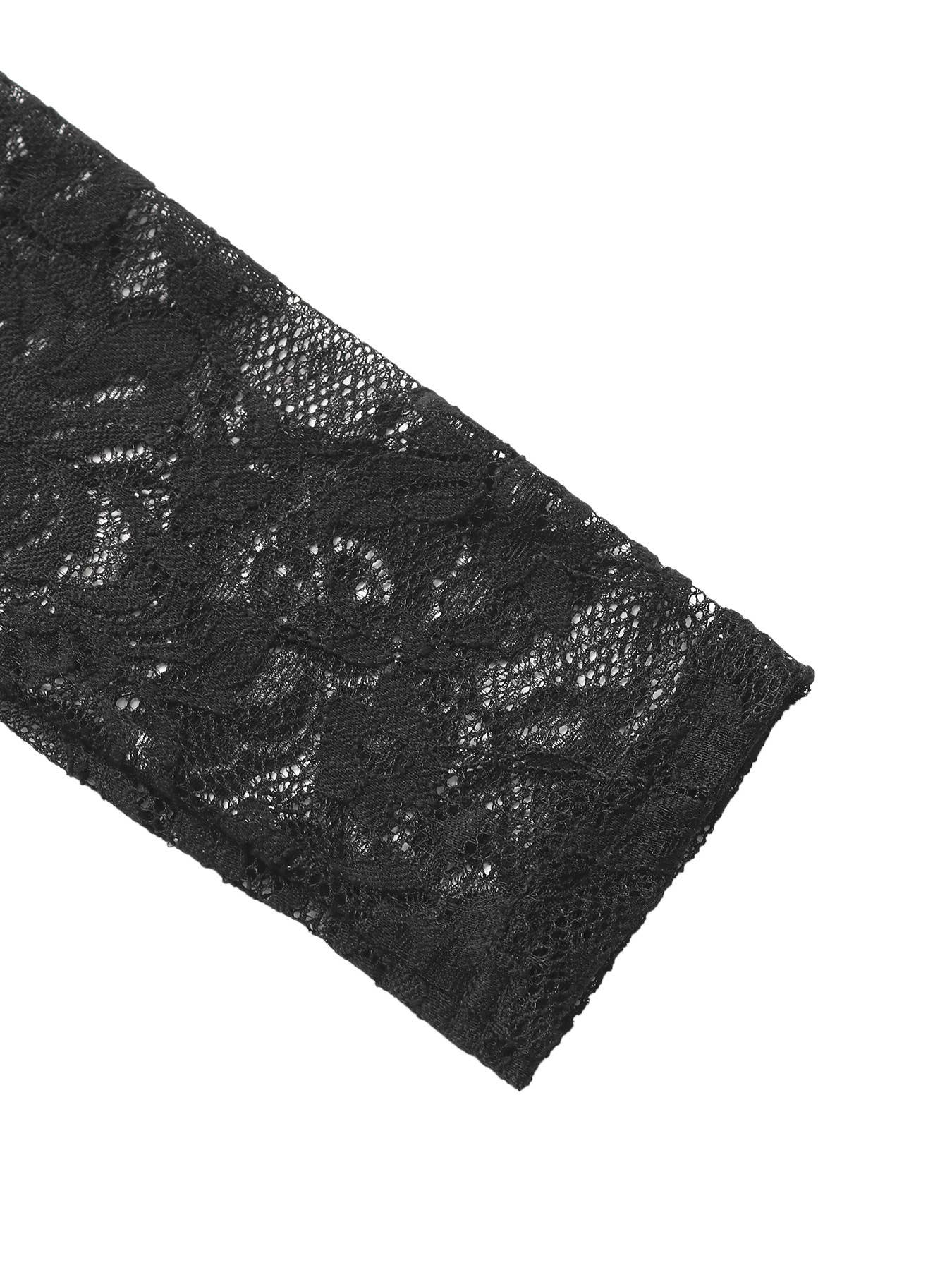 Lace patchwork long-sleeved see-through jumpsuit