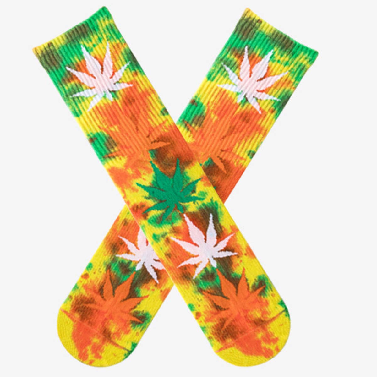 TIE-DYED MAPLE LEAF PATTERN SOCKS