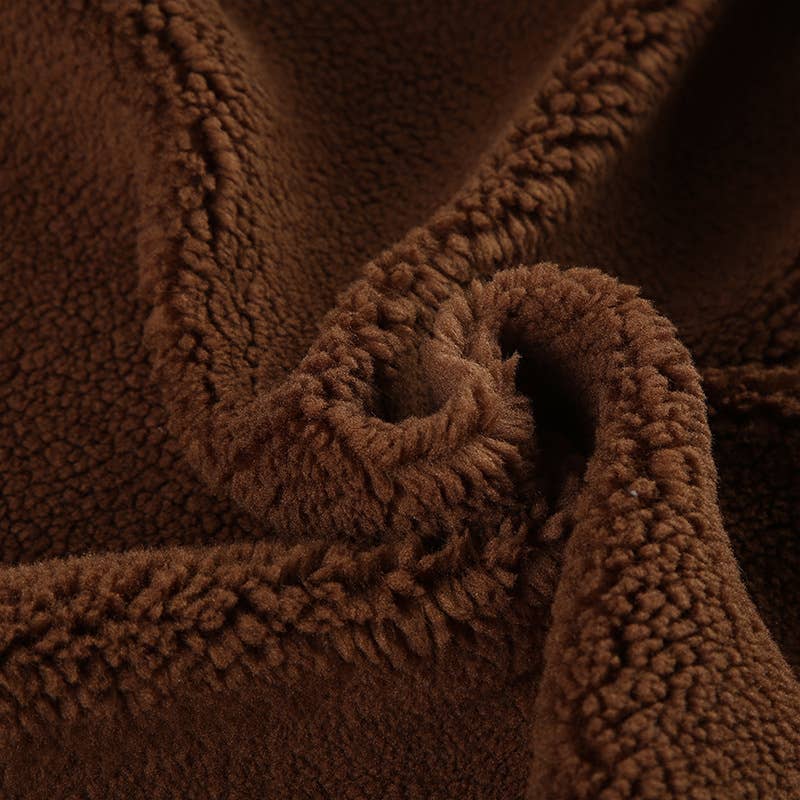 VINTAGE JACKET LAMB FLEECE ZIP-UP LAPEL JACKET