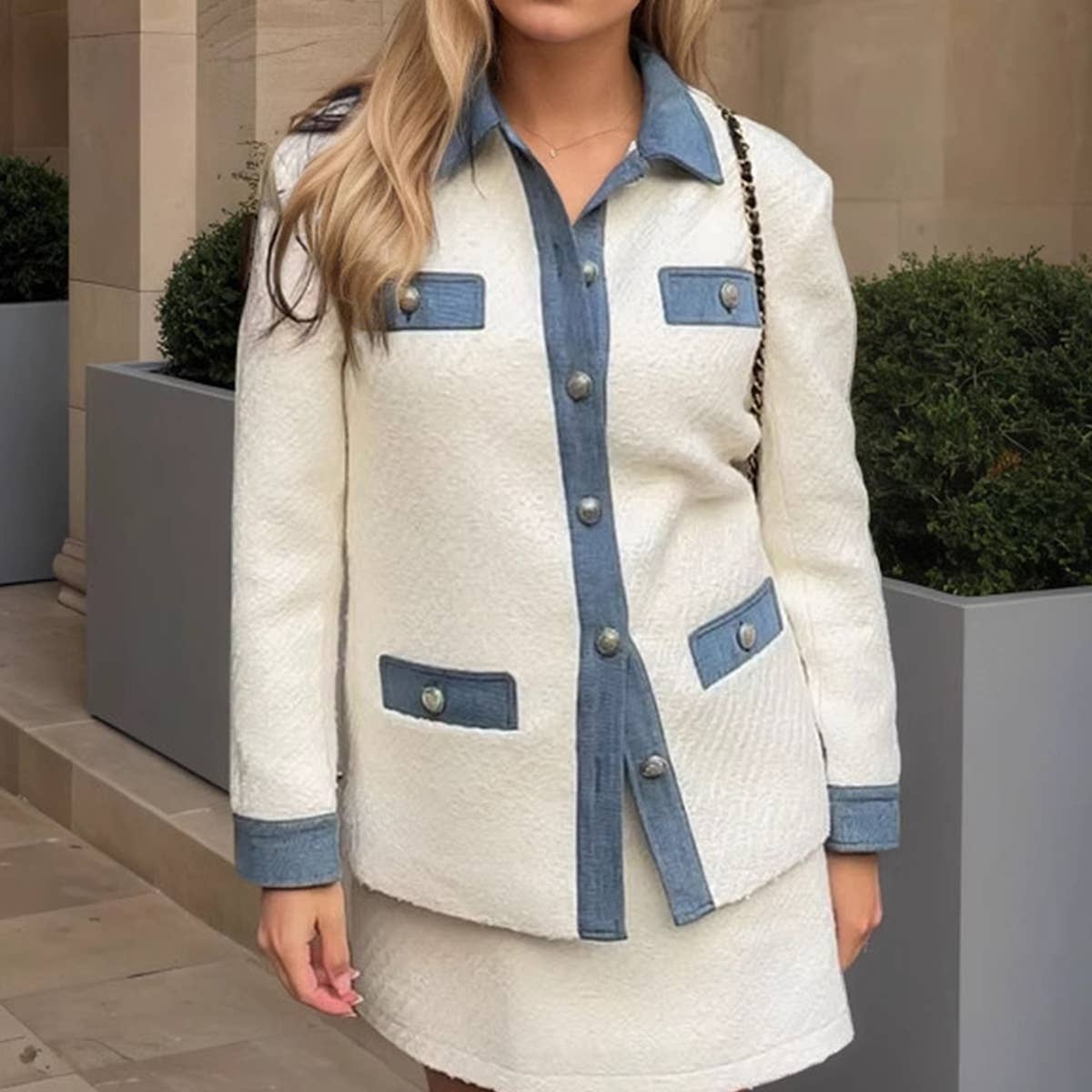 LAPEL FOUR-POCKET CHANEL-STYLE PATCHWORK COAT_CWOJA00771