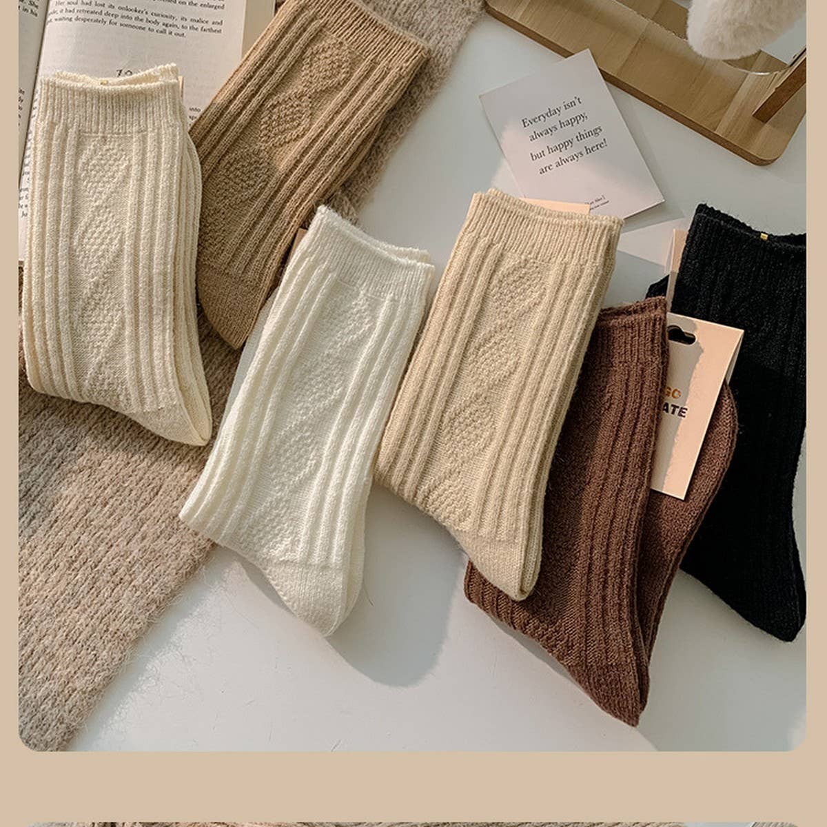 WOMEN'S WOOL SOCKS WARM WOMEN'S MID-CALF SOCKS