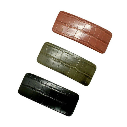 Elegant Croc PU Leather Top Barrette Clip