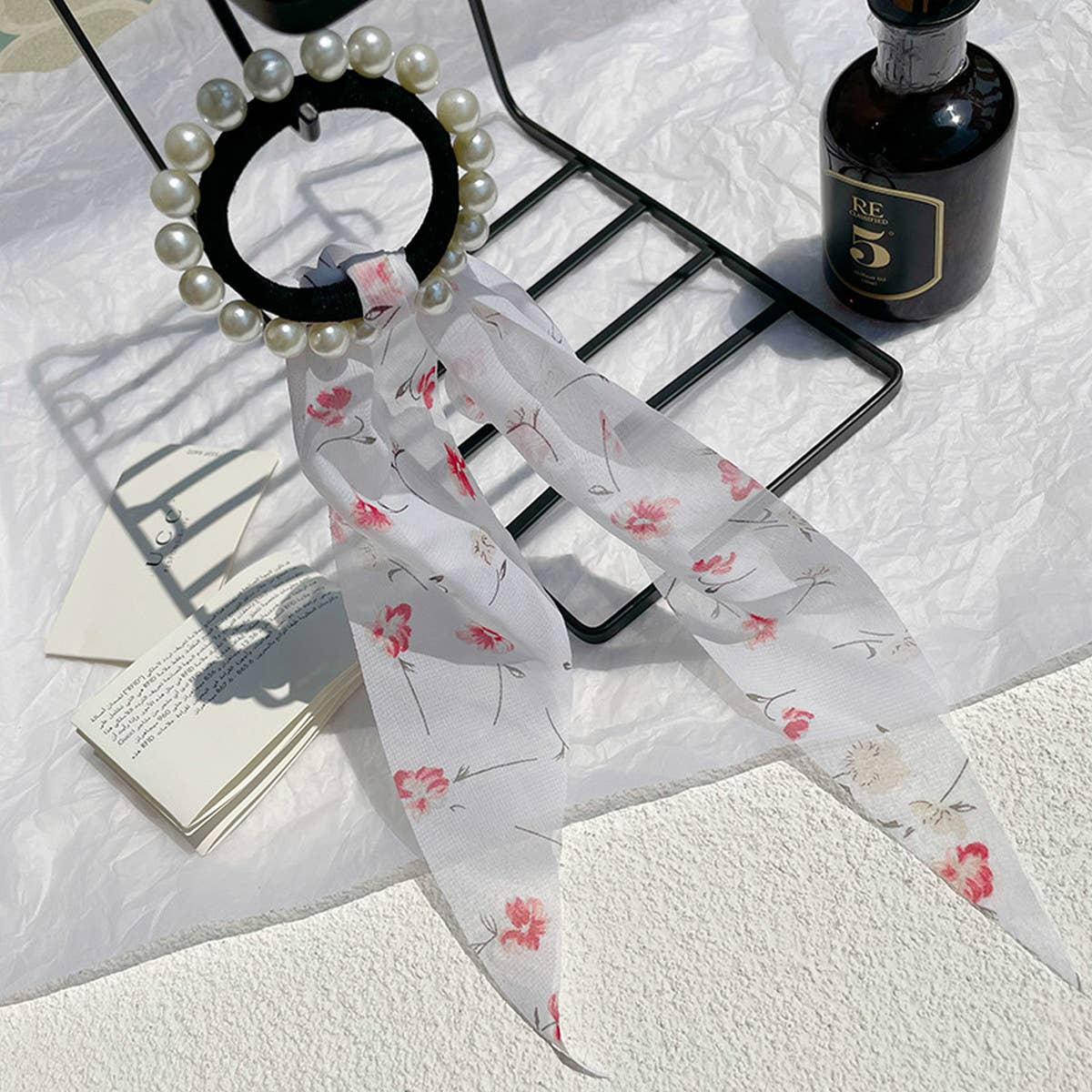 WOMEN PASTORAL STYLE RIBBON PEARL HAIRBAND_CWAHA0763