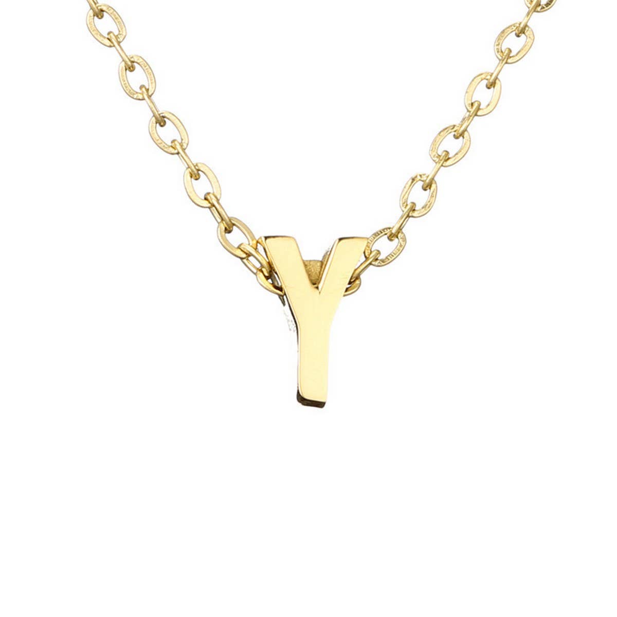 Fashion mirror polished gold letter necklace_CWMM5590